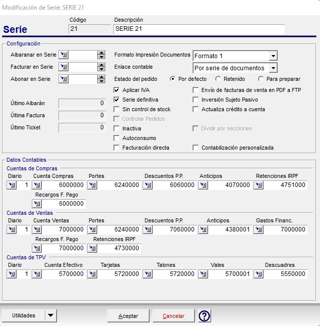 Configuración y Contabilización Analítica de las compras y ventas en el software de gestión: serie